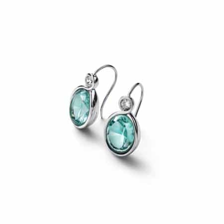 Boucles d’oreilles “Croisé” en argent, cristal turquoise et oxyde de zirconium - BACCARAT BIJOUX