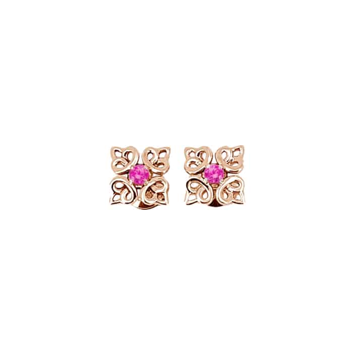 Boucles d’oreilles “ Anouchig ” en or rose et saphir rose - LOUCINE PARIS