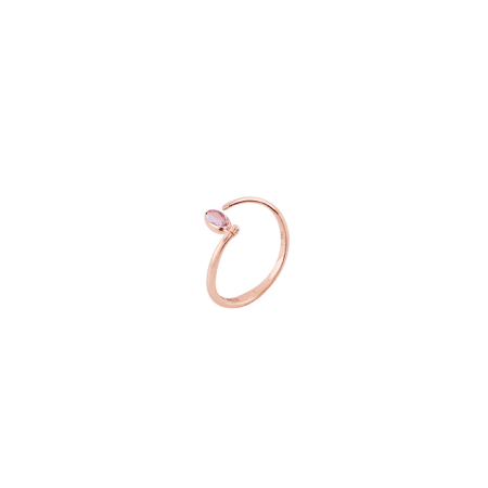 Bague “Swinging Spiral” en or rose, améthyste rose qui se retourne pour révéler une topaze bleue London - MARIE MAS