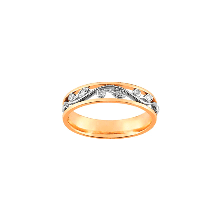 Alliance “Zarig” en or jaune, or blanc et diamants - MAISON GIRARD