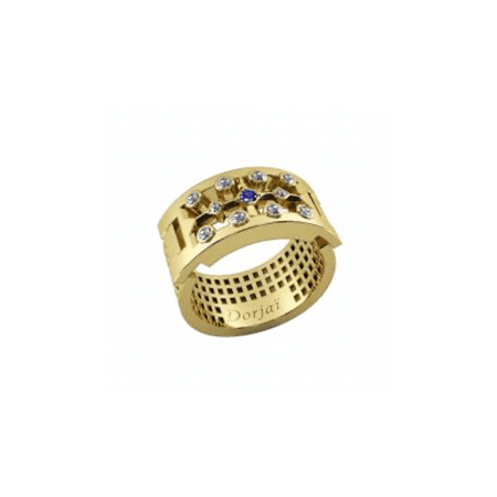 Bague clip “Constellation” en or jaune, diamants et Iolite - DORJAÏ PARIS