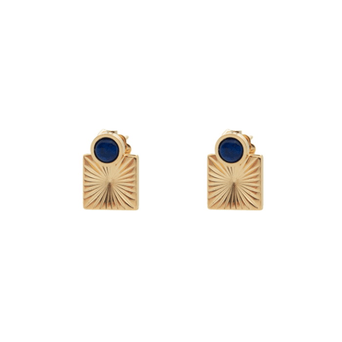 Boucles d’oreilles “Square” en plaqué or jaune et Lapis Lazuli - AGLAÏA & CO