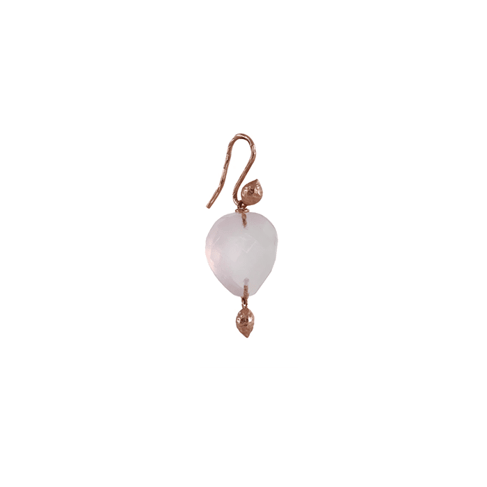 Boucles d’oreilles “Graine de chou maritime “ en or rose et quartz rose  - Mira Stella