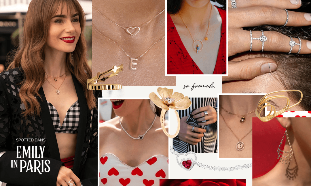 Moodboard Emily in Paris avec les bijoux précieux